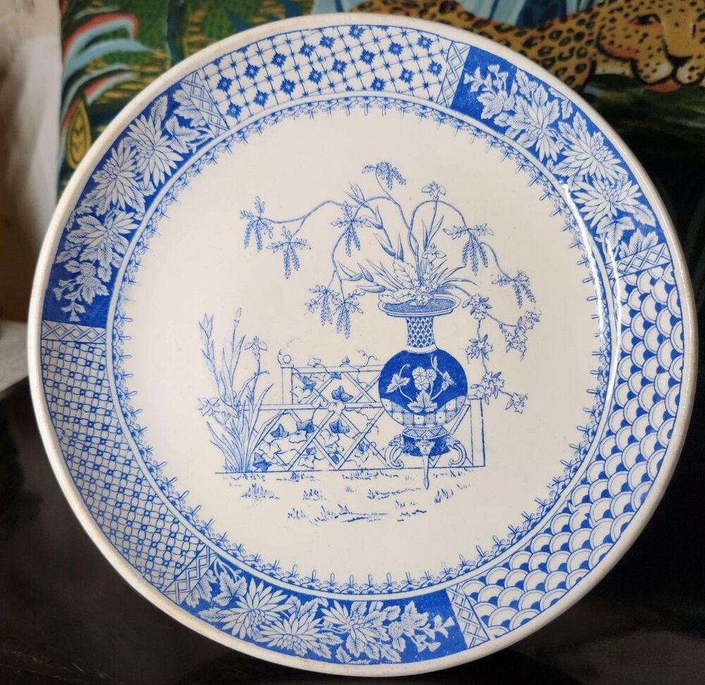 Antique Copeland Compote KEW Pattern Tazza W T & SONS Comport Floral Blue White